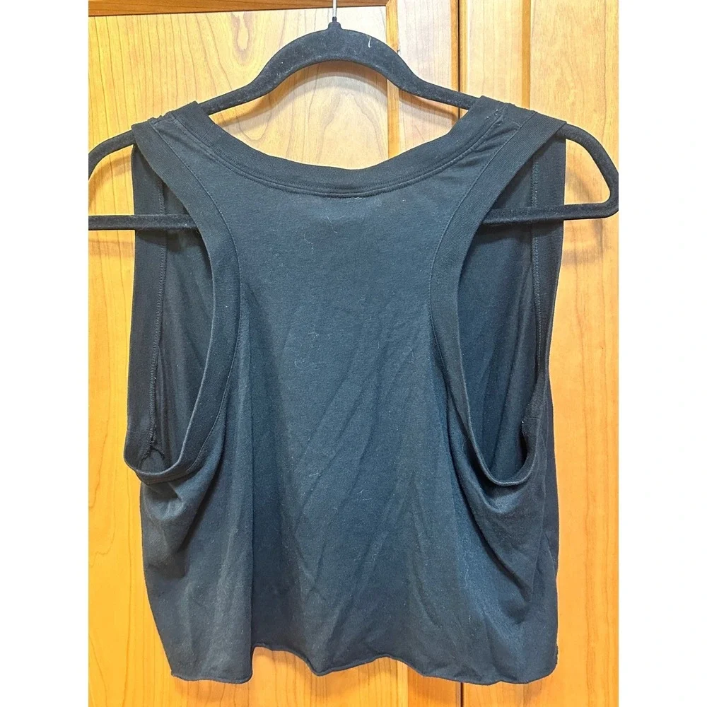Nike Just Do It Graphic Tank Top Womens Large Black Orange Swoosh Cropped Muscle